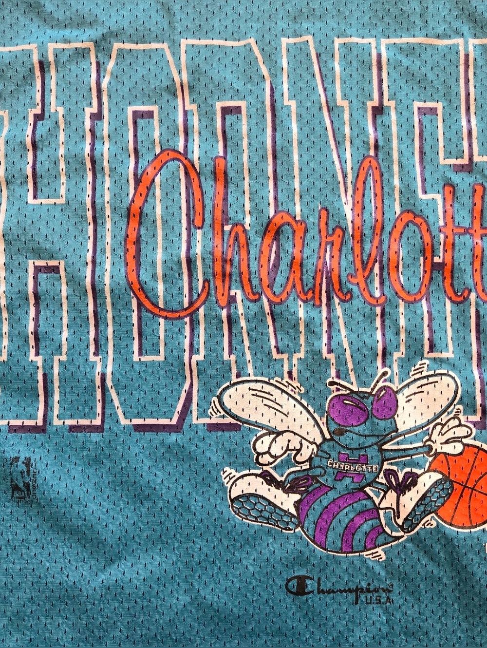 Vintage 90s Champion Charlotte Hornets Practice Jersey Men's Size M Made in USA - Picture 7 of 8